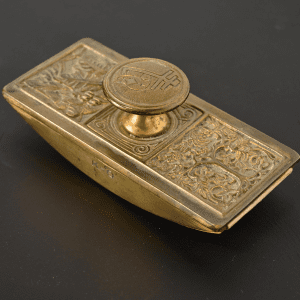 Tiffany Studios New York Bookmark Pattern Bronze Doré Rocker Blotter