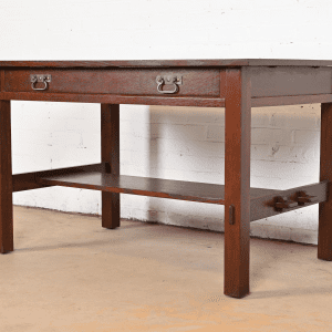 Antique Stickley Mission Oak Arts & Crafts Writing Desk or Library Table, Circa 1900