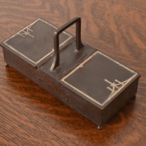 Heintz Arts & Crafts Sterling Silver on Bronze Double Humidor or Cigarette Box