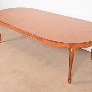 Kindel Furniture French Provincial Louis XV Cherry Wood Extension Dining Table, Newly Refinished