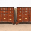 Kindel Furniture Georgian Carved Mahogany Block Front Chests of Drawers, Newly Refinished