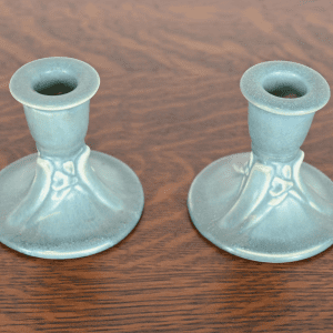 Rookwood Pottery Arts & Crafts Glazed Ceramic Candlesticks, 1946