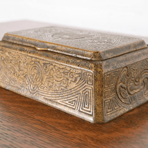 Tiffany Studios New York Chinese Pattern Bronze Doré Box, Circa 1910