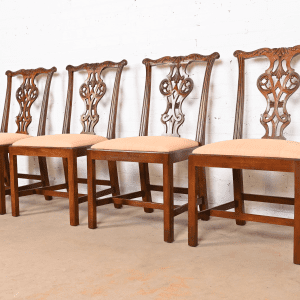Baker Furniture Historic Charleston Georgian Carved Mahogany Dining Chairs, Set of Four