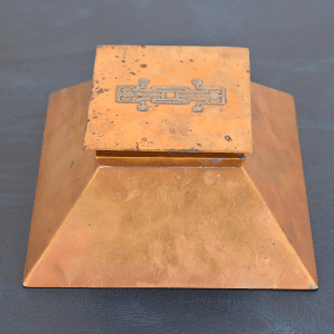 Heintz Arts & Crafts Sterling Silver on Bronze Inkwell