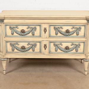 Karges French Regency Louis XVI Carved Painted Dresser or Chest of Drawers, Circa 1960s