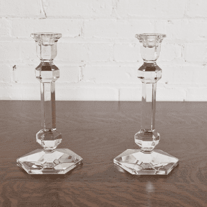 Val Saint Lambert Belgian Crystal Candlesticks, Pair