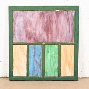 Antique Arts & Crafts Stained Slag Glass Window, Circa 1900