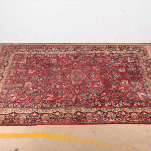 Antique Hand-Woven Persian Sarouk Room Size Wool Rug, Circa 1930s