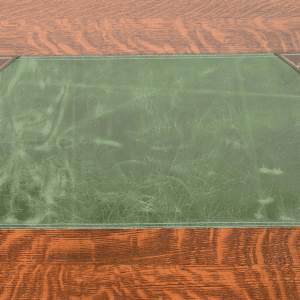 Heintz Arts & Crafts Sterling Silver on Bronze Blotter Corners With Leather Desk Blotter