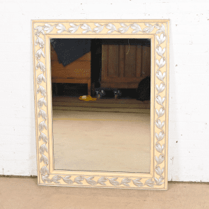 John Widdicomb French Regency Louis XVI Carved Painted Wall Mirror, 1950s