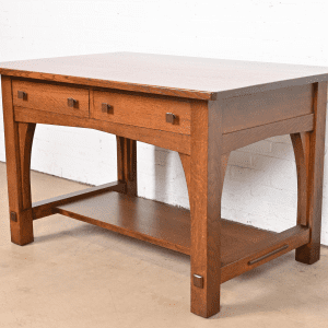Limbert Antique Mission Oak Arts & Crafts Desk or Library Table, Newly Refinished