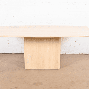 Modern Italian Travertine Pedestal Dining Table, Circa 1970s