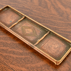 Tiffany Studios New York Graduate Pattern Bronze Doré Pen Tray