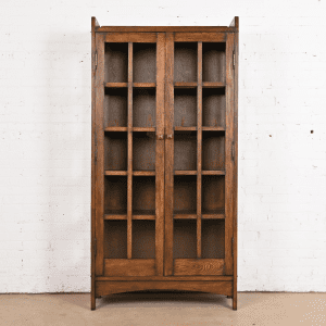 Gustav Stickley Style Mission Oak Arts and Crafts Bookcase Cabinet