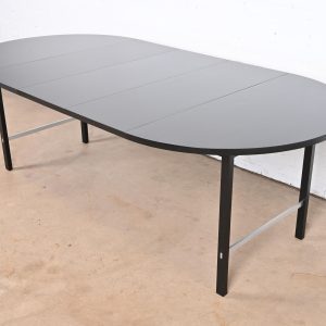Paul McCobb for Calvin Furniture Black Lacquered Extension Dining Table, Newly Refinished