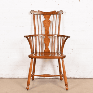 Stickley Solid Cherry Wood Spindle Back Windsor Armchair, 1960