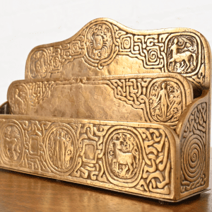 Tiffany Studios New York Zodiac Pattern Bronze Doré Letter Rack