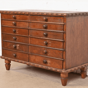 Antique Victorian Carved Mahogany Twelve-Drawer Collector's Cabinet, Circa 1880s