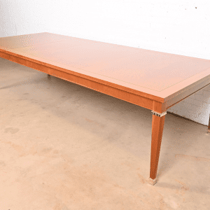 Baker Furniture French Regency Louis XVI Inlaid Cherry Wood Extension Dining Table, Newly Refinished