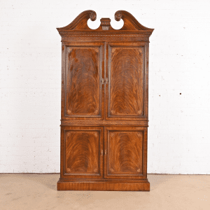 Drexel Heritage Georgian Carved Flame Mahogany Armoire Dresser or Linen Press