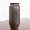 Heintz Arts & Crafts Sterling Silver on Bronze Vase With Cattail Motif - Image 3