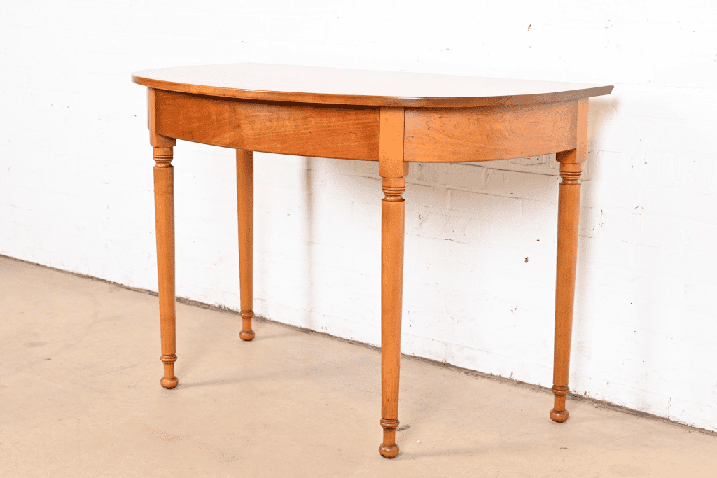 Stickley American Colonial Carved Cherry Wood Demilune Console Table or ...
