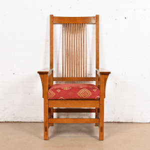 Stickley Mission Oak Arts & Crafts Spindle High Back Arm Chair