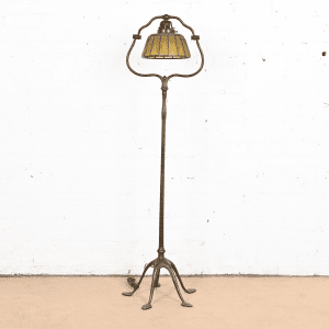 Tiffany Studios New York Linenfold Harp Floor Lamp