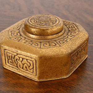 Tiffany Studios New York Zodiac Bronze Doré Inkwell