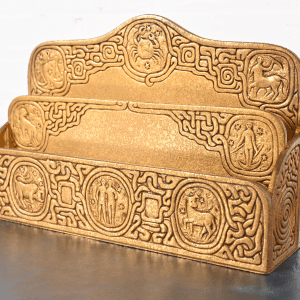 Tiffany Studios New York Zodiac Pattern Bronze Doré Letter Rack