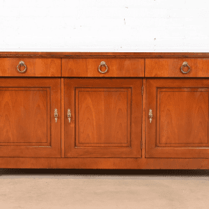 Baker Furniture French Empire Cherry Wood and Parcel Ebonized Sideboard or Bar Cabinet