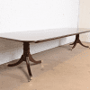 Baker Furniture Stately Homes Georgian Banded Mahogany Double Pedestal Dining Table, Newly Refinished - Image 4