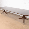 Baker Furniture Stately Homes Georgian Banded Mahogany Double Pedestal Dining Table, Newly Refinished