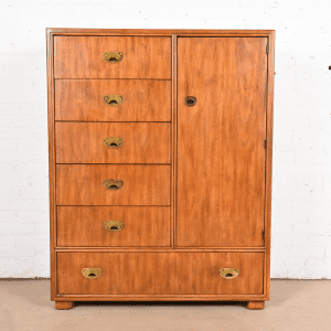 Drexel Heritage Hollywood Regency Campaign Oak Gentleman's Chest or Armoire Dresser