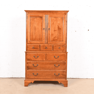Ethan Allen Georgian English Country Solid Birch Gentleman's Chest or Linen Press
