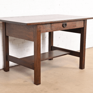 Gustav Stickley Mission Oak Arts & Crafts Writing Desk or Library Table, Circa 1900