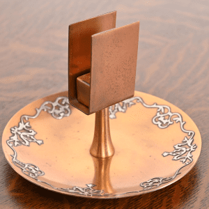 Heintz Arts & Crafts Sterling Silver on Bronze Ashtray With Match Box Holder
