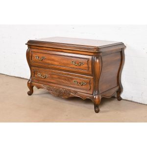 Hickory French Provincial Louis XV Carved Walnut Bombay Chest or Commode