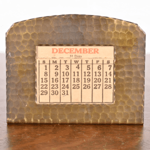 Roycroft Arts & Crafts Brass Finished Hammered Copper Desk Calendar Frame or Picture Frame