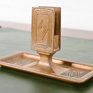 Tiffany Studios New York Graduate Pattern Bronze Doré Match Box Holder