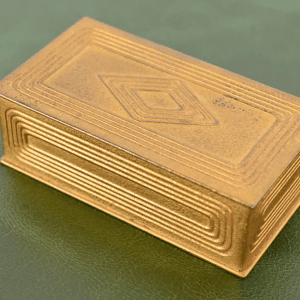 Tiffany Studios New York Graduate Pattern Bronze Doré Stamp Box