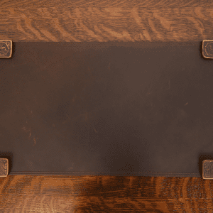 Tiffany Studios New York Zodiac Bronze Blotter Corners With Leather Desk Blotter
