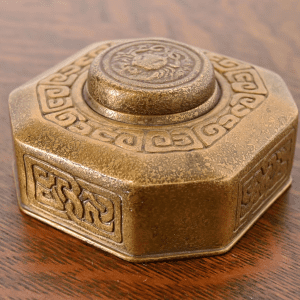 Tiffany Studios New York Zodiac Bronze Doré Inkwell