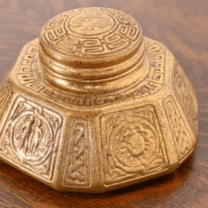 Tiffany Studios New York Zodiac Bronze Doré Large Inkwell
