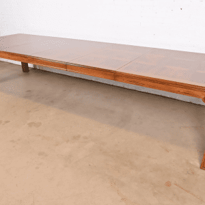 Drexel Heritage Mid-Century Hollywood Regency Oak and Burl Wood Extension Dining Table With Parquet Top, Newly Refinished