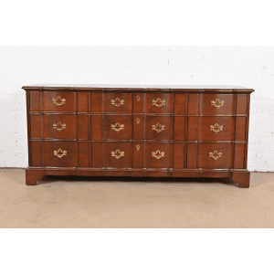 Henredon Georgian Solid Mahogany Block Front Triple Dresser, Newly Refinished