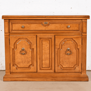 Thomasville French Regency Louis XVI Burled Walnut Flip Top Buffet Server or Bar Cabinet