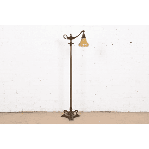 Tiffany Studios New York Aladdin Bronze and Favrile Glass Floor Lamp