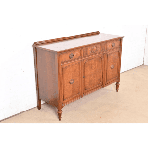 Bernhardt French Regency Louis XVI Burled Walnut Sideboard Buffet or Bar Cabinet, Circa 1950s